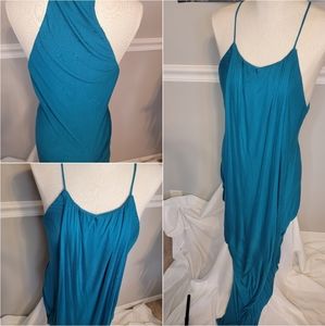 Gorgeous fitted, blue, high low dress. Sz lrg. Great condition!